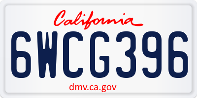 CA license plate 6WCG396