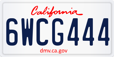 CA license plate 6WCG444