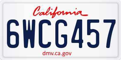 CA license plate 6WCG457