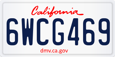 CA license plate 6WCG469