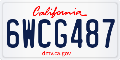 CA license plate 6WCG487