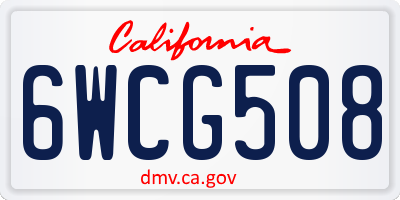 CA license plate 6WCG508