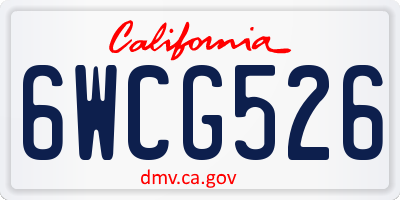 CA license plate 6WCG526