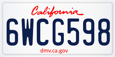 CA license plate 6WCG598