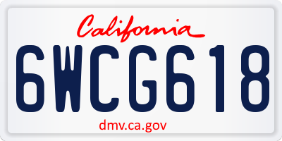 CA license plate 6WCG618