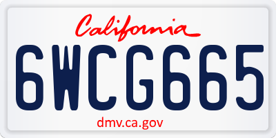 CA license plate 6WCG665