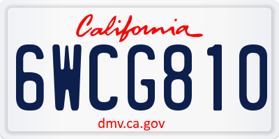 CA license plate 6WCG810