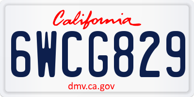 CA license plate 6WCG829