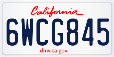 CA license plate 6WCG845