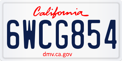 CA license plate 6WCG854