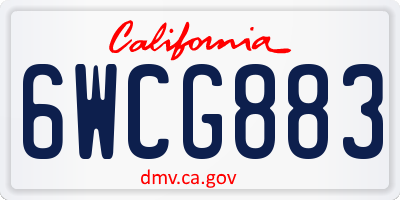 CA license plate 6WCG883