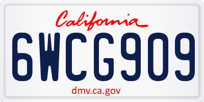 CA license plate 6WCG909