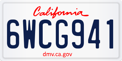 CA license plate 6WCG941