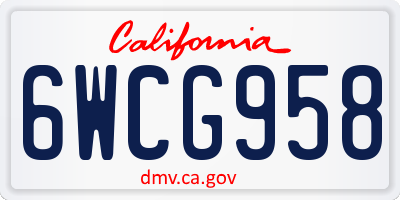 CA license plate 6WCG958