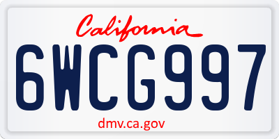 CA license plate 6WCG997