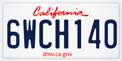 CA license plate 6WCH140