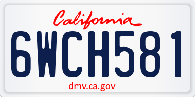 CA license plate 6WCH581