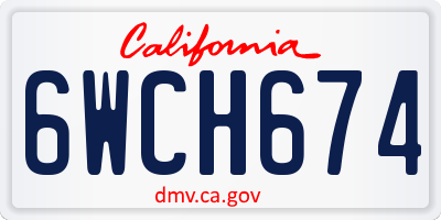 CA license plate 6WCH674