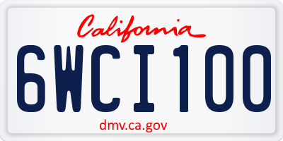 CA license plate 6WCI100