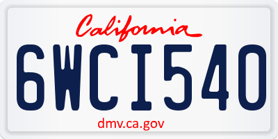 CA license plate 6WCI540
