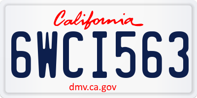 CA license plate 6WCI563