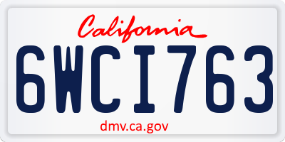CA license plate 6WCI763