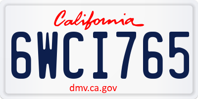CA license plate 6WCI765