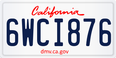 CA license plate 6WCI876