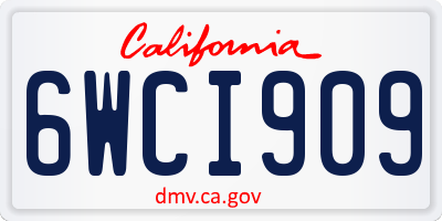 CA license plate 6WCI909