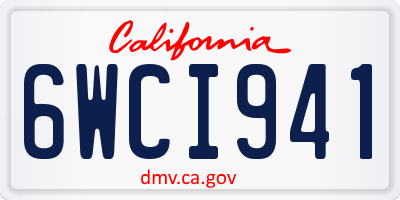 CA license plate 6WCI941