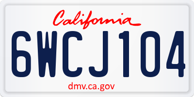 CA license plate 6WCJ104