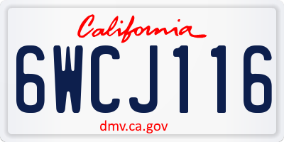 CA license plate 6WCJ116