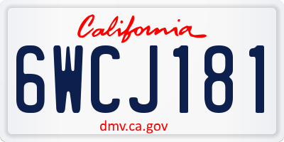CA license plate 6WCJ181