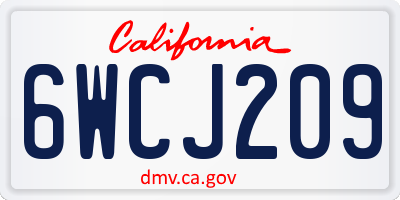 CA license plate 6WCJ209