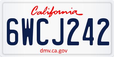 CA license plate 6WCJ242
