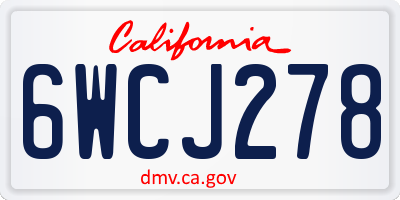 CA license plate 6WCJ278