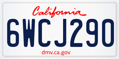 CA license plate 6WCJ290