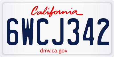 CA license plate 6WCJ342