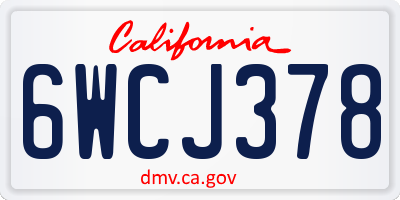 CA license plate 6WCJ378