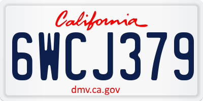 CA license plate 6WCJ379