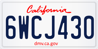 CA license plate 6WCJ430