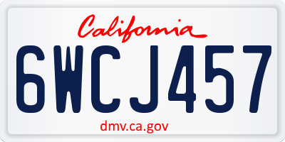 CA license plate 6WCJ457