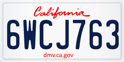 CA license plate 6WCJ763