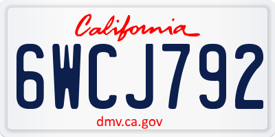 CA license plate 6WCJ792