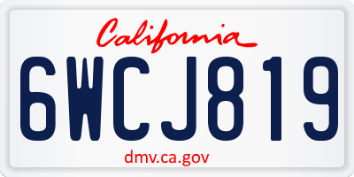 CA license plate 6WCJ819