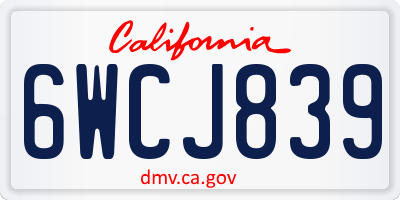 CA license plate 6WCJ839