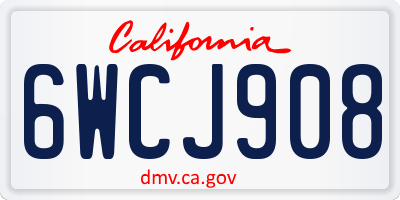 CA license plate 6WCJ908
