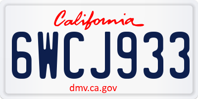 CA license plate 6WCJ933