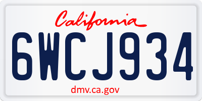 CA license plate 6WCJ934