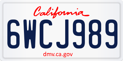 CA license plate 6WCJ989